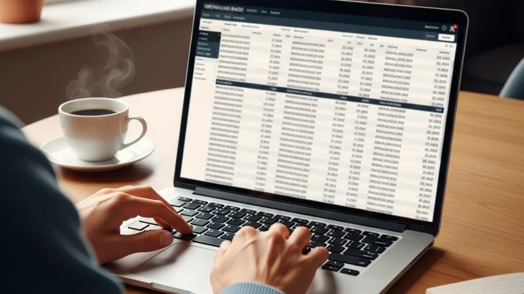 Punter placing greyhound bet on laptop