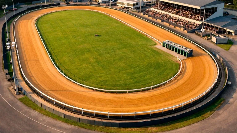 Aerial view of UK greyhound racing stadium