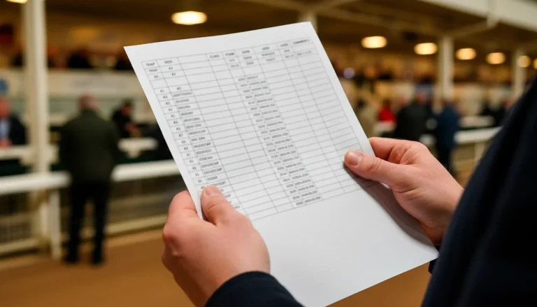 Greyhound race card showing grading classification