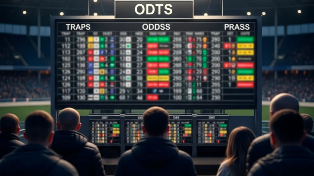 Betting odds display board at greyhound track