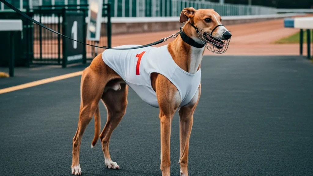 Irish-bred greyhound at UK racing track